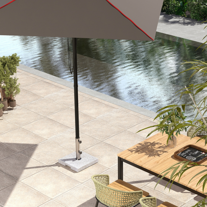  Baza pentru Umbrela din Granit 21 kg, Baza Patrata pentru Umbrele de Exterior cu Manere si 2 Butoane Reglabile, Ideala pentru Gradina, Patio, Marginea Piscinei, Gri [8]