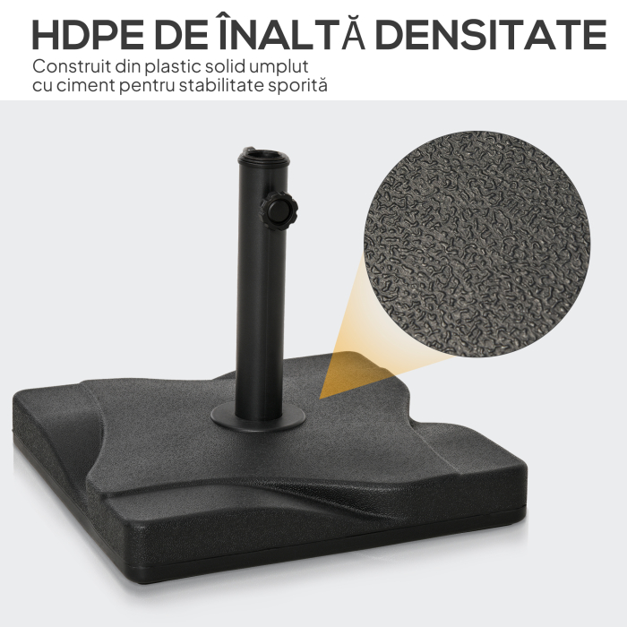  Baza pentru Umbrela din Plastic de 20 kg pentru Stalpi de 35-38-48 mm, 41,5x41,5x35cm [4]