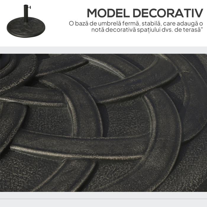  Baza pentru Umbrela din Rasina 19 kg cu Decoratiuni si Cuplaj, Rezistenta la Rugina, Φ54.5cm, Bronz [4]