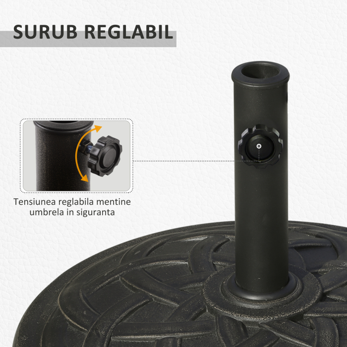 Baza pentru Umbrela din Rasina 19 kg cu Decoratiuni si Cuplaj, Rezistenta la Rugina, Φ54.5cm, Bronz [5]
