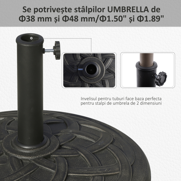  Baza pentru Umbrela din Rasina 19 kg cu Decoratiuni si Cuplaj, Rezistenta la Rugina, Φ54.5cm, Bronz [6]