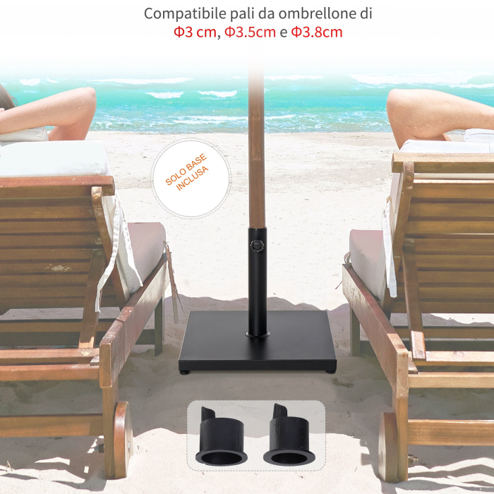  Baza pentru Umbrela Patrata Greutate 18kg pentru Stalpi de Φ3/3.5/3.8, 45x45x39cm, Negru [4]