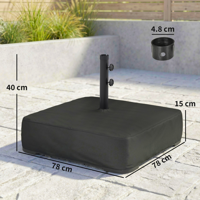  Baza pentru Umbrela Reumplibila cu Nisip 80 kg/Nisip Umed 90 kg, pentru Tije de Ø48 mm, Negru [3]