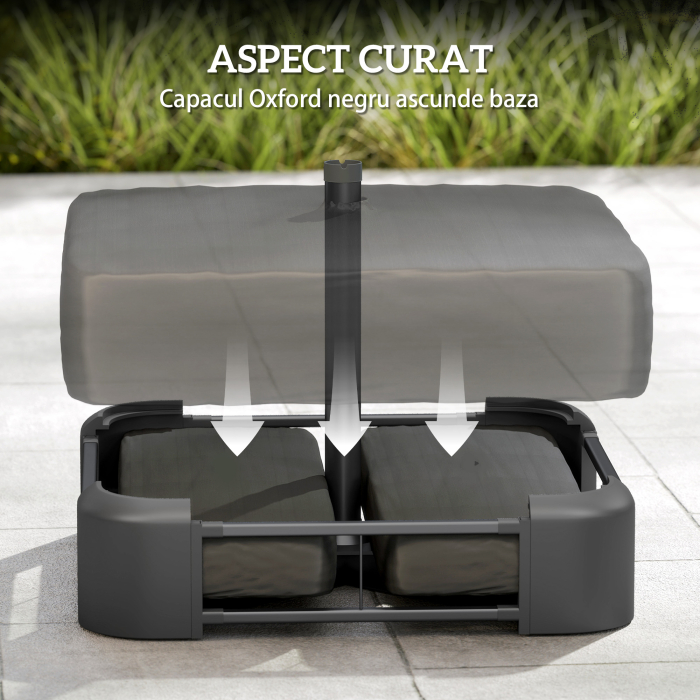  Baza pentru Umbrela Reumplibila cu Nisip 80 kg/Nisip Umed 90 kg, pentru Tije de Ø48 mm, Negru [7]