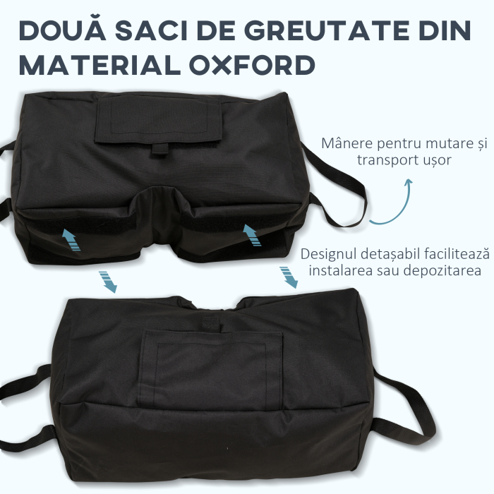  Baza pentru Umbrela, Sac Umplut cu 50 kg de Nisip, Din Plastic si Material Oxford, 50x25x18 cm, Negru [4]
