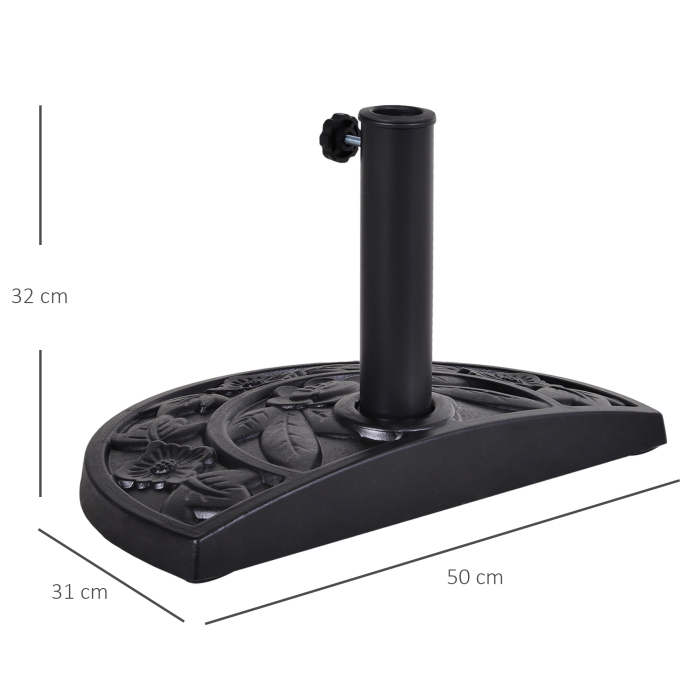 Baza  pentru Umbrela Semicirculara de Ø3.8 si Ø4.8 mm din Rasina cu Manivela, 50x31x32 cm, Negru [3]