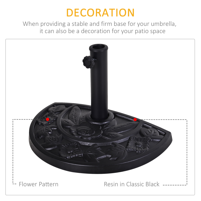 Baza  pentru Umbrela Semicirculara de Ø3.8 si Ø4.8 mm din Rasina cu Manivela, 50x31x32 cm, Negru [4]