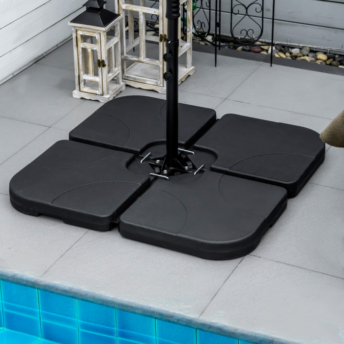  Baza pentru Umbrela, Set 4 Bucati din HDPE, Umpluta cu Apa sau Nisip, 104x104x7.5 cm, Neagra [2]