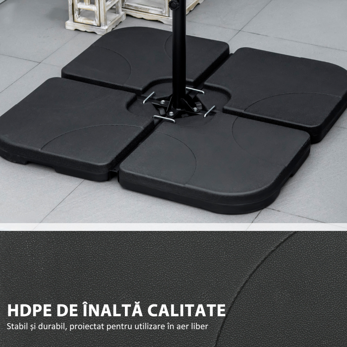  Baza pentru Umbrela, Set 4 Bucati din HDPE, Umpluta cu Apa sau Nisip, 104x104x7.5 cm, Neagra [6]