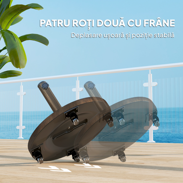  Baza Rotunda pentru Umbrela de Gradina cu Roti, Baza pentru Umbrela din Rasina de 21 kg, Suport Robust pentru Stalpi de 32mm/38mm/48mm pentru Exterior, Margine Piscina, Bronz [6]