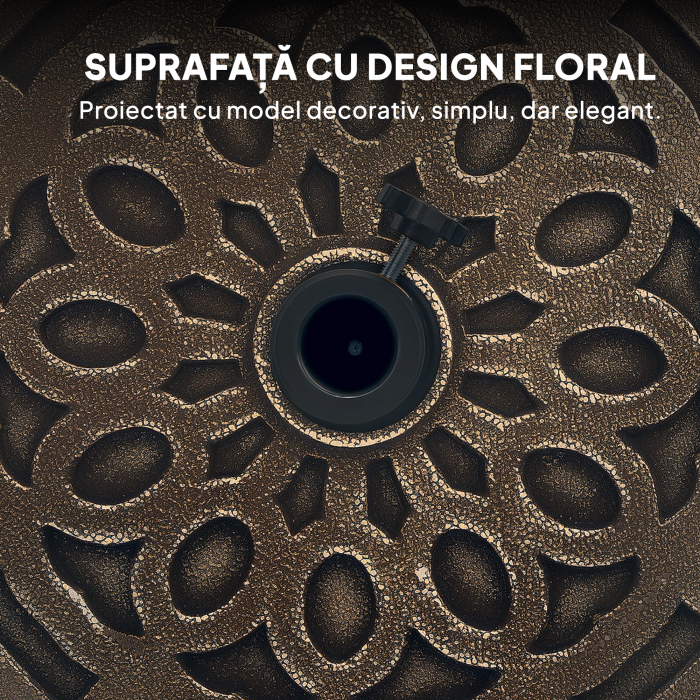  Baza Rotunda pentru Umbrela de Gradina cu Roti, Baza pentru Umbrela din Rasina de 21 kg, Suport Robust pentru Stalpi de 32mm/38mm/48mm pentru Exterior, Margine Piscina, Bronz [7]