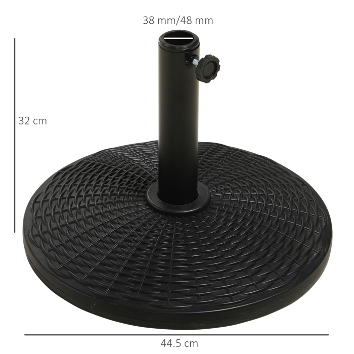  Baza Rotunda pentru Umbrela, Efect Ratan, de 12,5 kg, Suport pentru Stalpi de 38mm si 48mm, Ø44,5 cm, Negru [3]