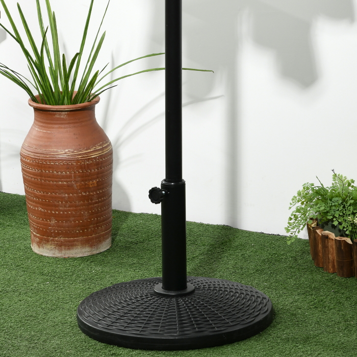  Baza Rotunda pentru Umbrela, Efect Ratan, de 12,5 kg, Suport pentru Stalpi de 38mm si 48mm, Ø44,5 cm, Negru [7]