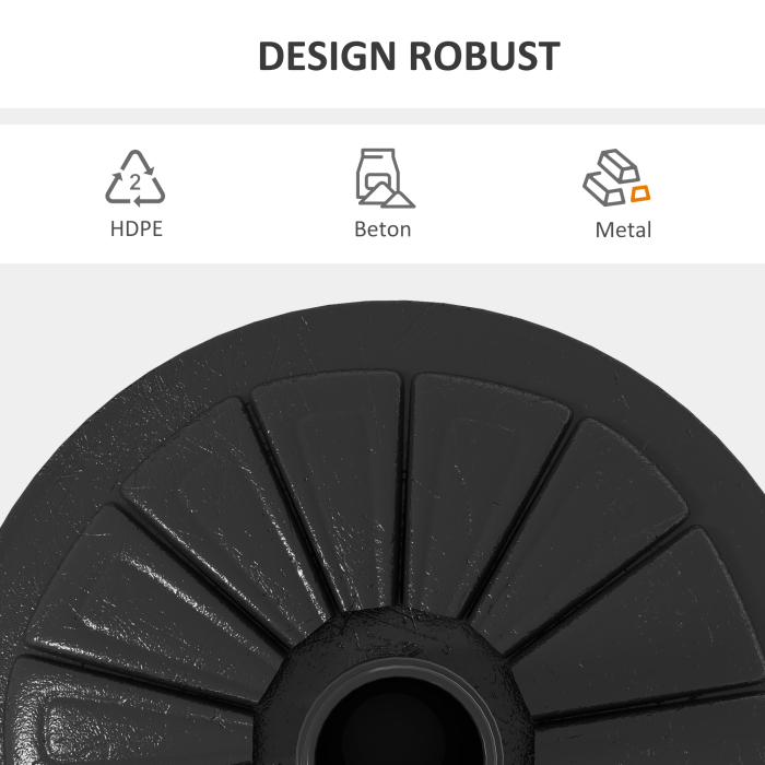  Baza Rotunda pentru Umbrela Ø43cm, 13kg din Ciment pentru Stalpi de 38mm si 48mm, Negru [5]