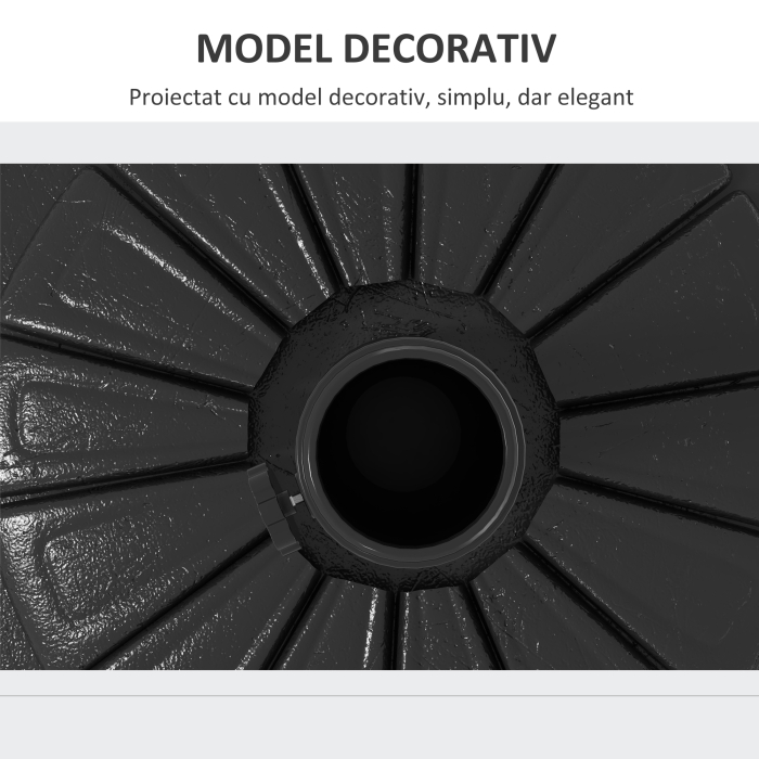  Baza Rotunda pentru Umbrela Ø43cm, 13kg din Ciment pentru Stalpi de 38mm si 48mm, Negru [6]