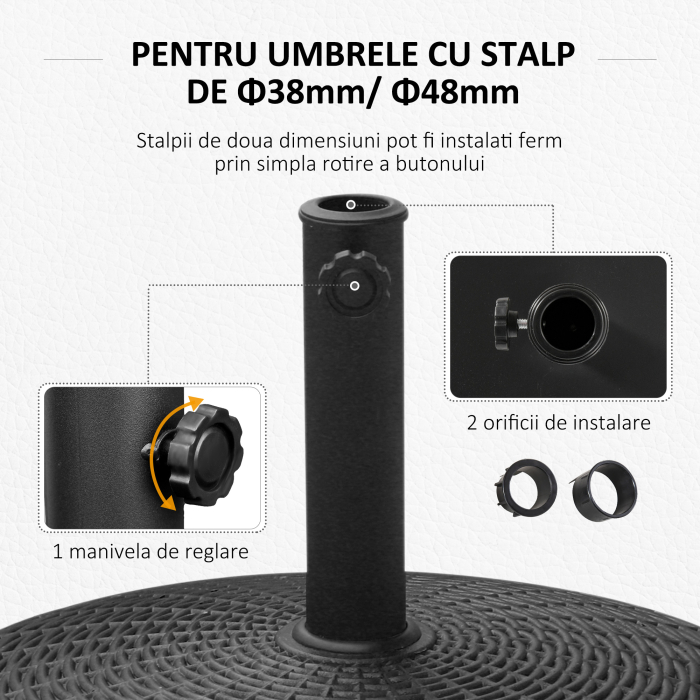  Baza Umbrela 38-48 mm Negru Rasina+Otel 52×41 cm [5]