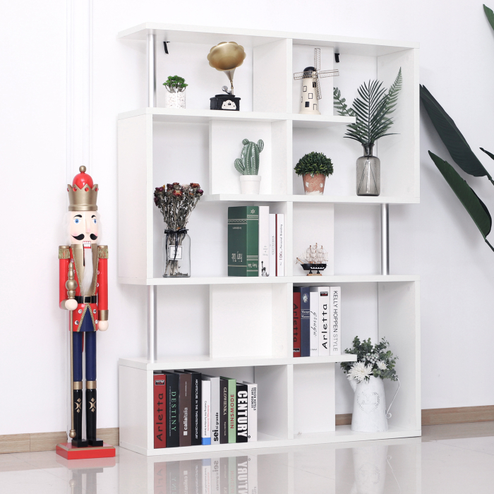  Biblioteca alba 5 niveluri, Mobilier Librarie cu 5 rafturi 12x28,6x160cm [2]