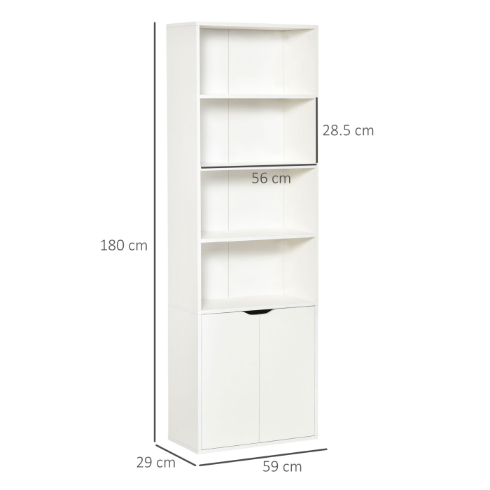  Biblioteca Alba 59×29×180 cm - 4 Etajere + Dulapior cu Usi [3]