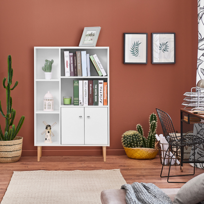  Biblioteca Alba 80×23,5×118 cm - Lemn cu Picioare din Pin [2]