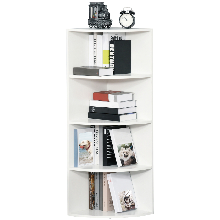  Biblioteca Colt Perete - 4 Rafturi Lemn Alb 120 cm [9]