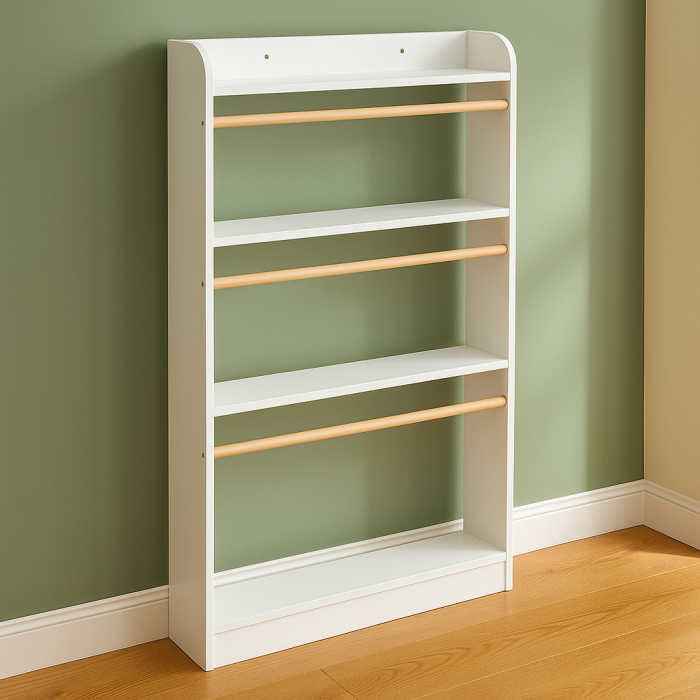 Biblioteca copii Atmosphera Classic, 4 rafturi, MDF si lemn de pin, 55x112 cm, alb [5]