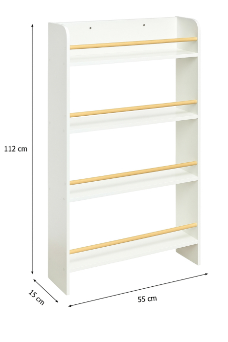 Biblioteca copii Atmosphera Classic, 4 rafturi, MDF si lemn de pin, 55x112 cm, alb [4]