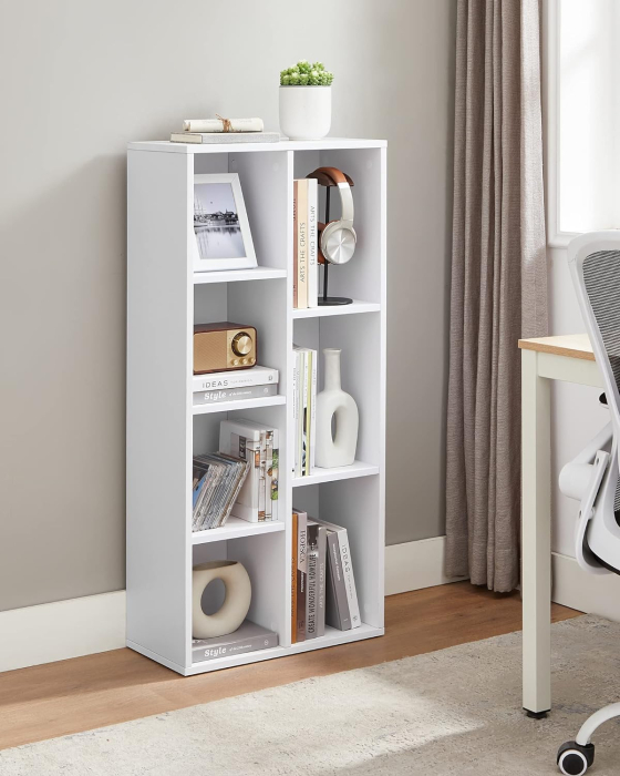 Biblioteca cu 7 compartimente deschise, MDF, 50x24x106cm, alb [3]