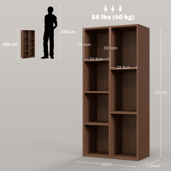  Biblioteca cu 7 Suporturi Diferite, 50x24x106 cm, Maro Rustic [3]