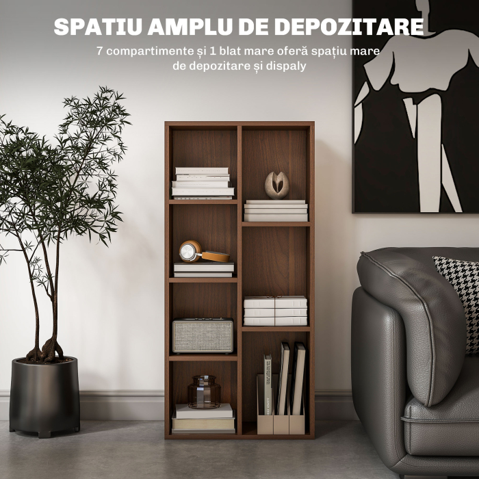  Biblioteca cu 7 Suporturi Diferite, 50x24x106 cm, Maro Rustic [4]
