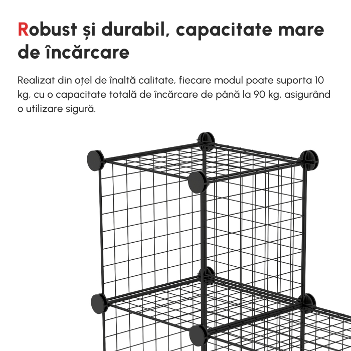  Biblioteca cu economie de spatiu pentru jucarii, haine, 9 cuburi din otel si PP, 35x35x35 cm, negru [5]