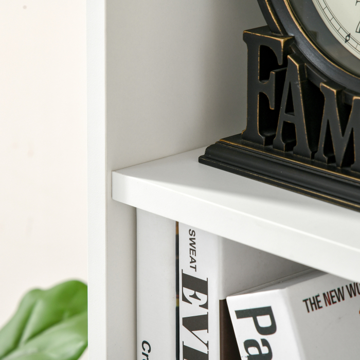  Biblioteca din Lem Stil Vintage Cubica cu 7 Suporturi Diferite din MDF pentru Casa si Birou, 50x24x106 cm, Alb [9]