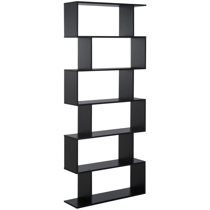  Biblioteca din Lemn, Design Modern cu 6 Rafturi, 80x23x192 cm, Negru [4]