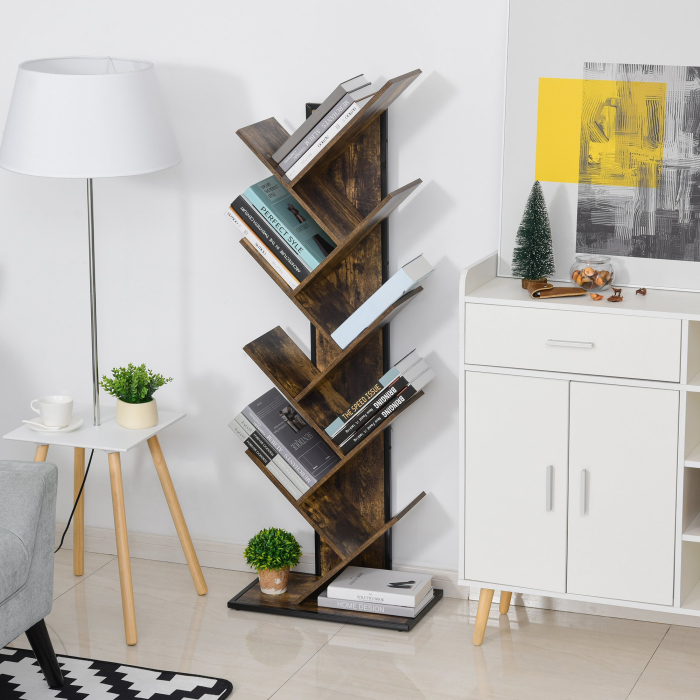  Biblioteca Lemn in Forma de Copac - Rafturi cu Etajere [2]