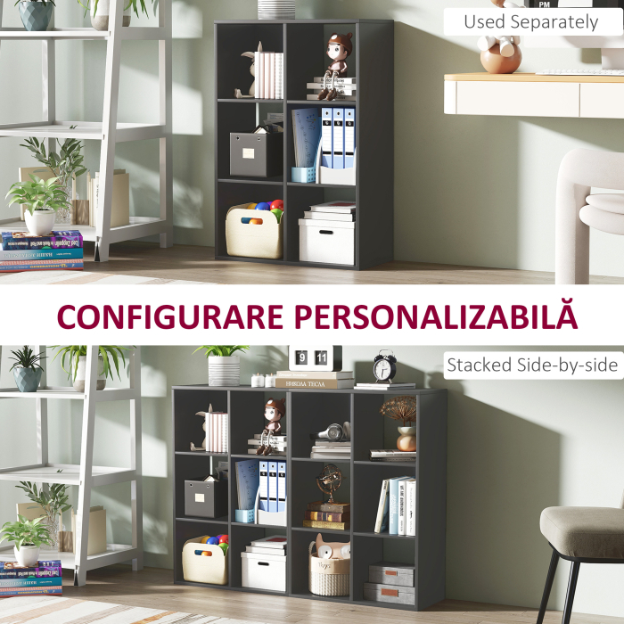  Biblioteca Moderna Modulara cu 6 Compartimente din PAL, Maro [5]
