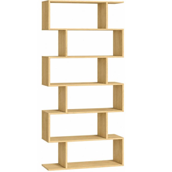 Biblioteca pentru living, dormitor sau birou, cu 6 rafturi pentru organizarea cartilor si expunerea decoratiunilor, design geometric, 70x24x192 cm, ma [1]