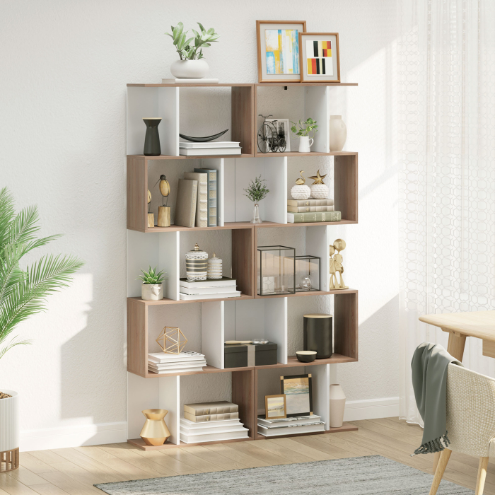  Biblioteca Perete - 5 Rafturi Lemn Alb 60×24×184,5 cm [7]