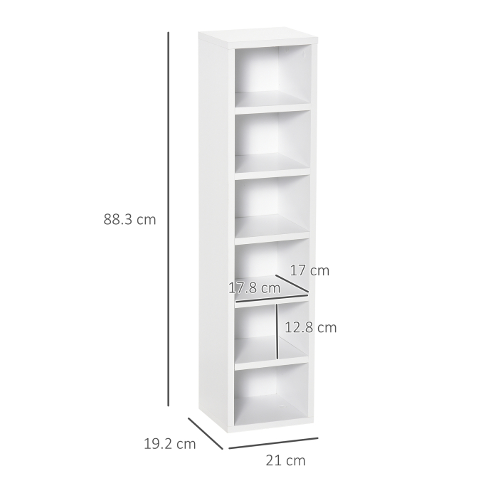  Biblioteca Raft pentru CD-uri, Set 2 Bucati cu 12 Polite din Lemn, 21x19.2x88.3 cm, Alb [3]