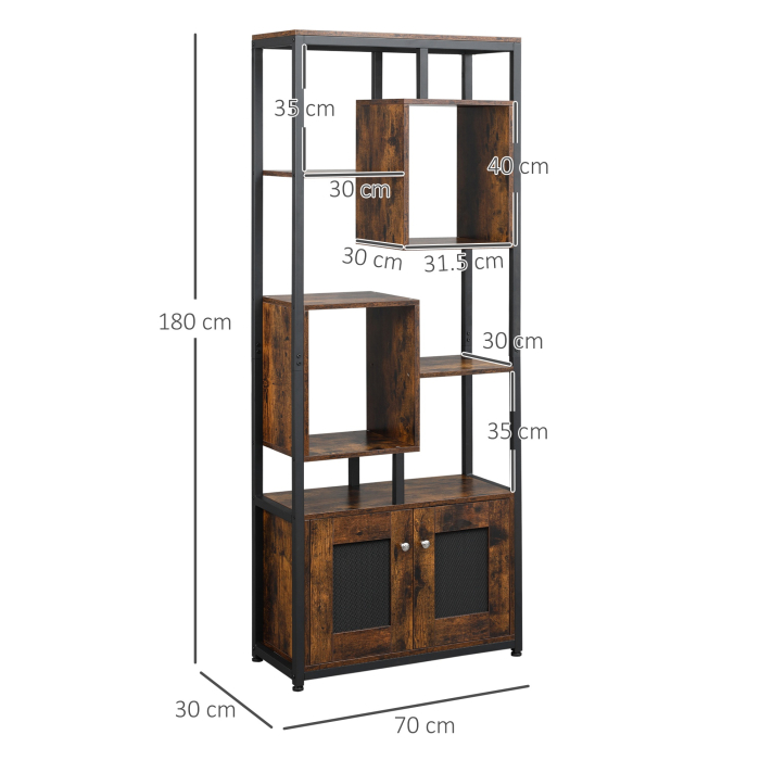  biblioteca stil industrial, 70x30x180cm, maro [3]