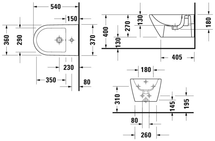 Bideu Duravit D-Neo, suspendat, alb, 2295150000 [5]