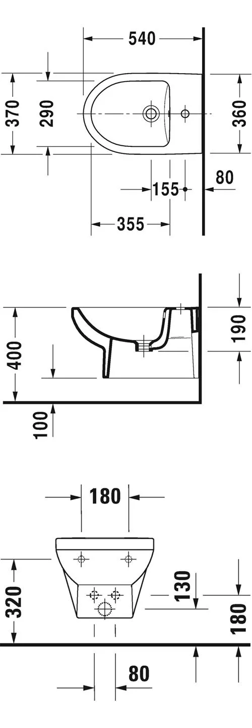 Bideu Duravit NO 1, suspendat, alb, 22791500002 [3]