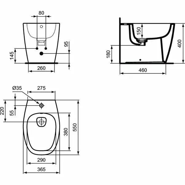 Bideu Ideal Standard Dea, pe podea, alb, T509901 [2]