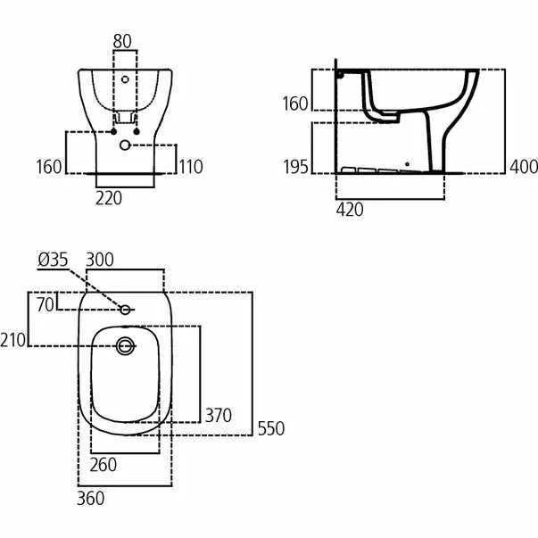 Bideu pe pardoseala alb mat Ideal Standard Tesi back-to-wall [2]