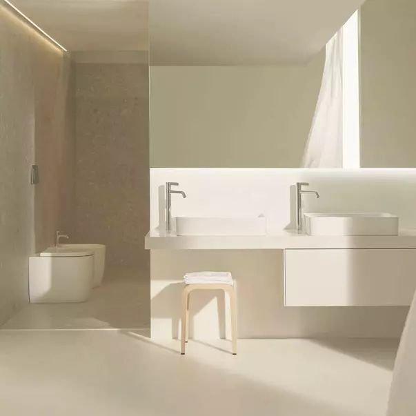 Bideu pe pardoseala Atelier Blend Curve alb lucios [10]