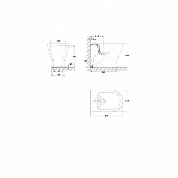 Bideu pe pardoseala BTW Gala Emma Rounded alb lucios [2]