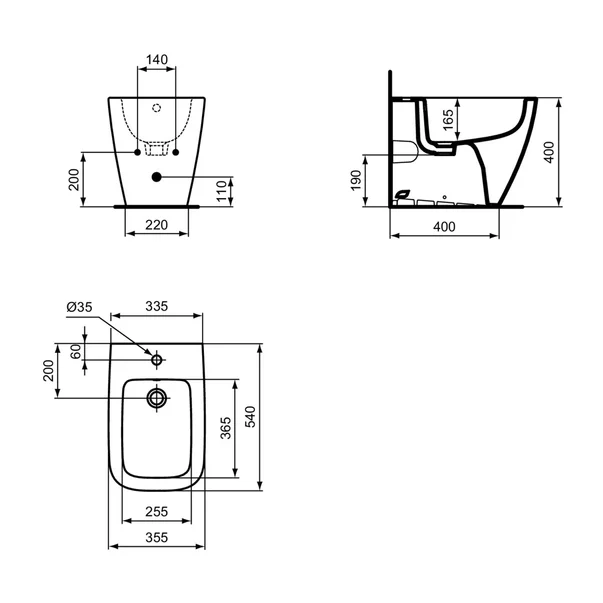 Bideu pe pardoseala Ideal Standard I.life B alb lucios BTW [3]