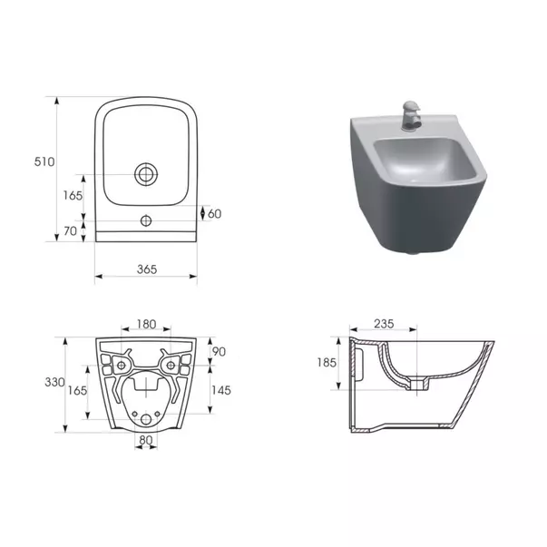 Bideu suspendat Cersanit City alb cu fixare ascunsa [5]