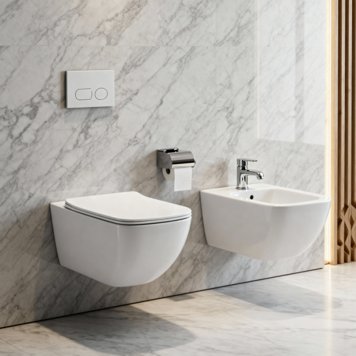 Bideu suspendat Fluminia, Dino, cu fixare ascunsă, 37 x 55,5 cm, alb [2]