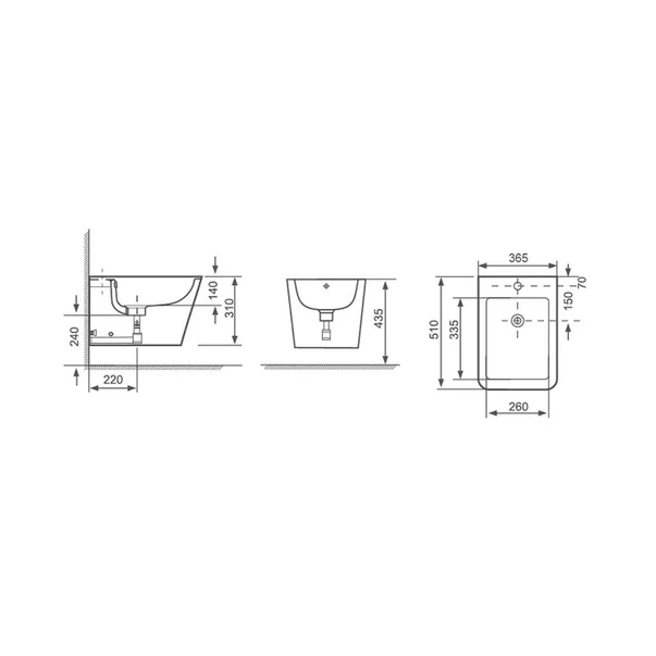 Bideu suspendat Fluminia Paris alb [2]