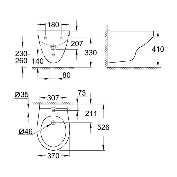 Bideu suspendat Grohe Bau Ceramic alb Alpine White [3]