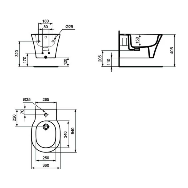 Bideu suspendat Ideal Standard Connect Air negru mat [2]